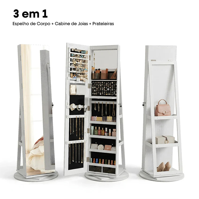Espelho Porta Jóias Giratório - 🔥Ultimas Unidades em Promoção🔥