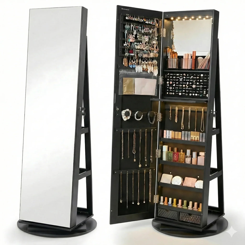 Espelho Porta Jóias Giratório - 🔥Ultimas Unidades em Promoção🔥